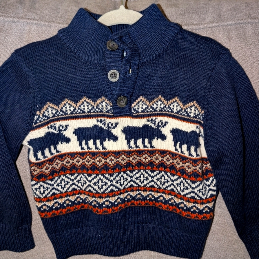The Children's Place Navy Blue Moose Sweater